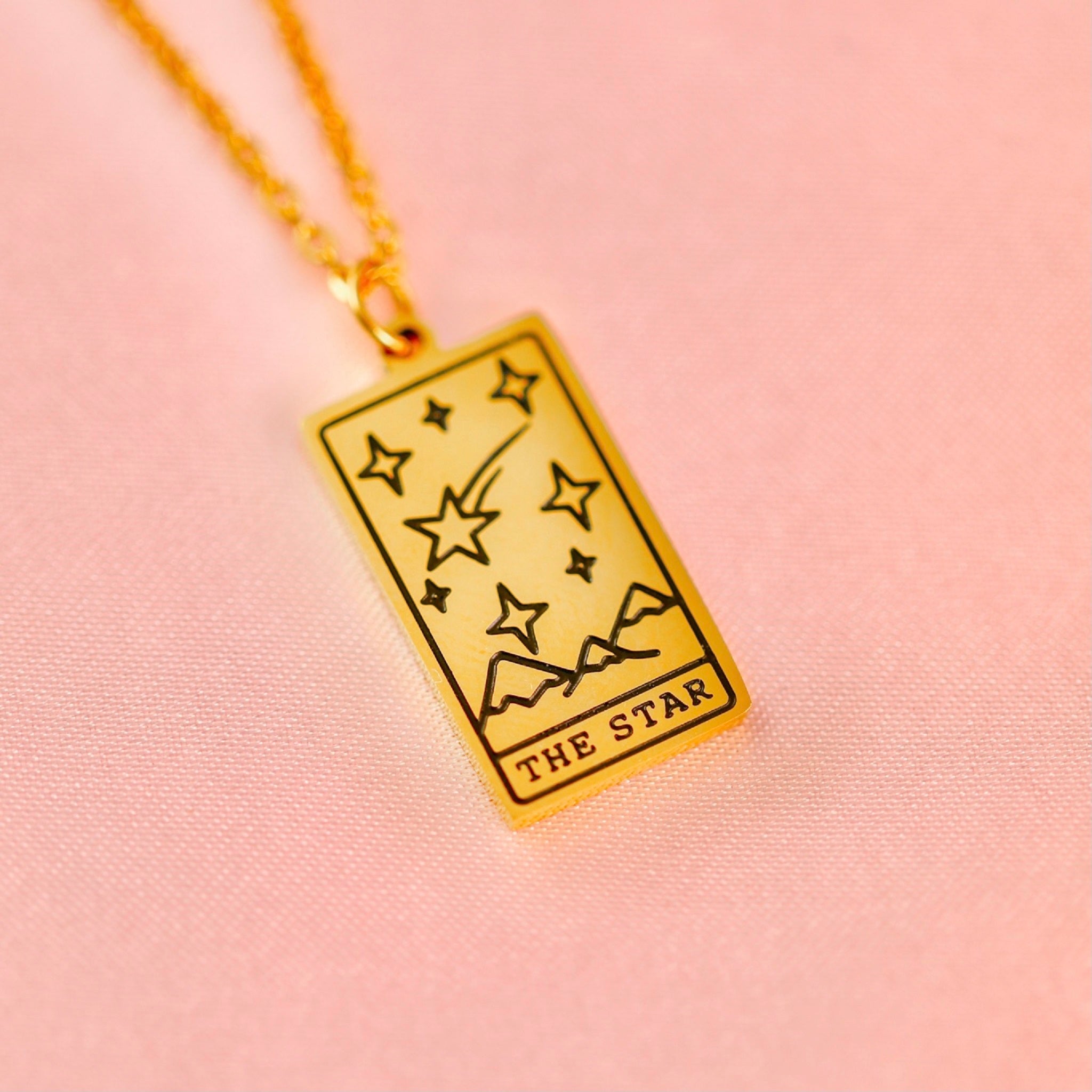 Sterling Silver 18 Inch Star Tarot Card Necklace